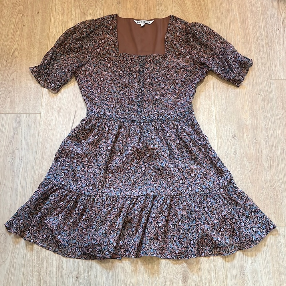 Walter Baker A-Line Printed Square Neck Dress